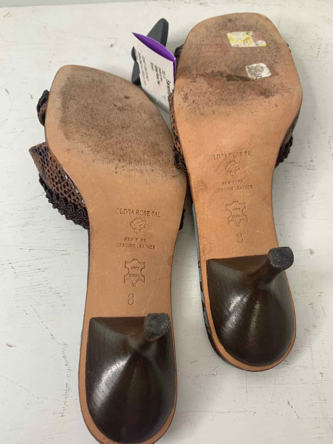 Olivia Rose Teal Brown W Shoe Size 8 medium heel