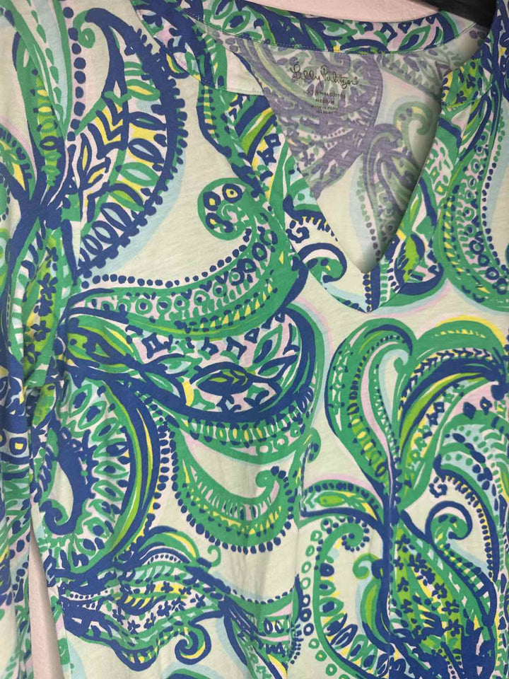 Lilly Pulitzer Size M Green Paisley 3/4 sleeve dress