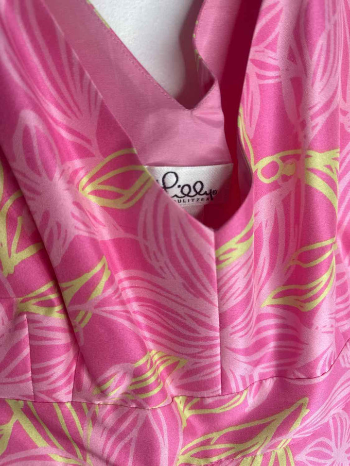 Lilly Pulitzer Size 8 Pink V-neck Floral sleeveless