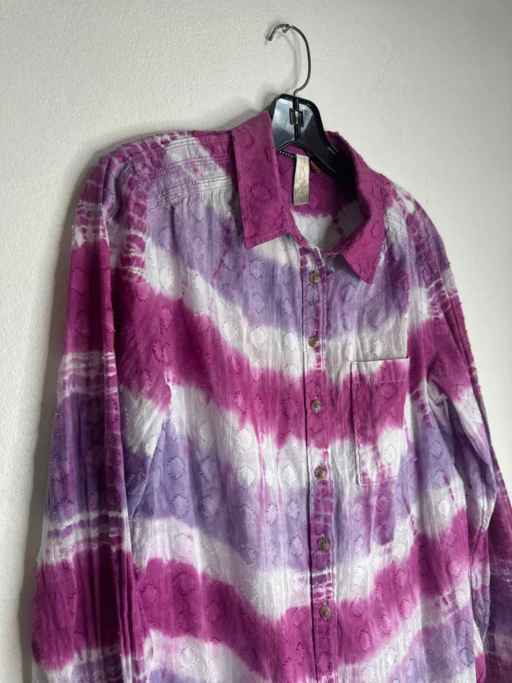 Pilcro Size S Pink Button Down Tye Dye long sleeve top