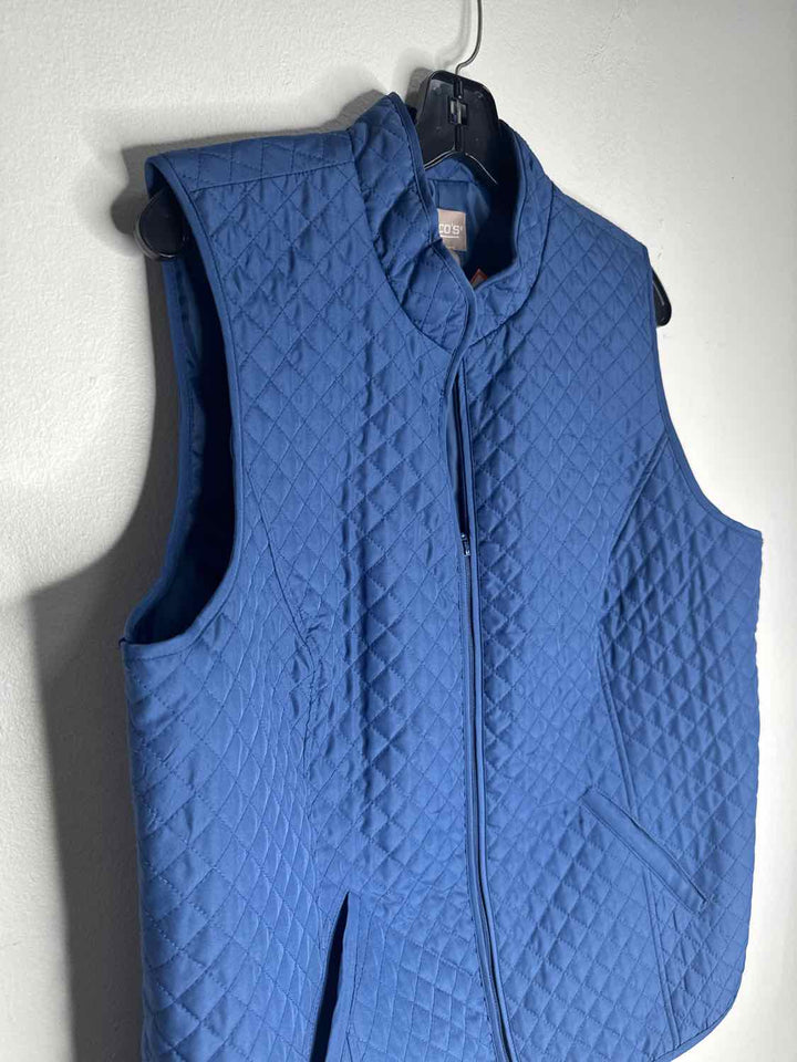 Chicos Size 2 Blue NWT Zipper vest