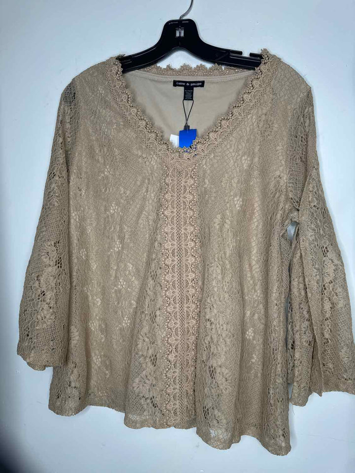 Cable & Gauge Women Size XL Beige long sleeve top