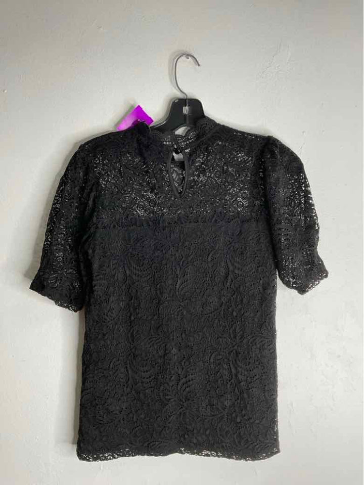 Adiva Size XS Black Laced/Tied short sleeve top