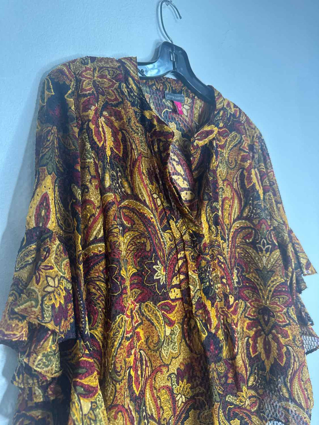 Vince Camuto Size L Orange Floral long sleeve top