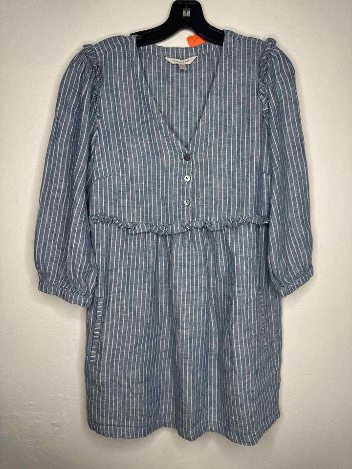 Garnet Hill Size 2 Blue Striped long sleeve dress