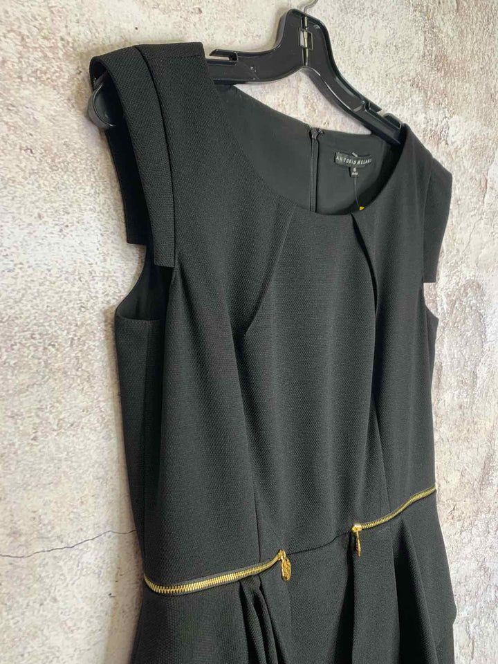 Antonio Melani Size 8 Black Gold Hardware sleeveless dress