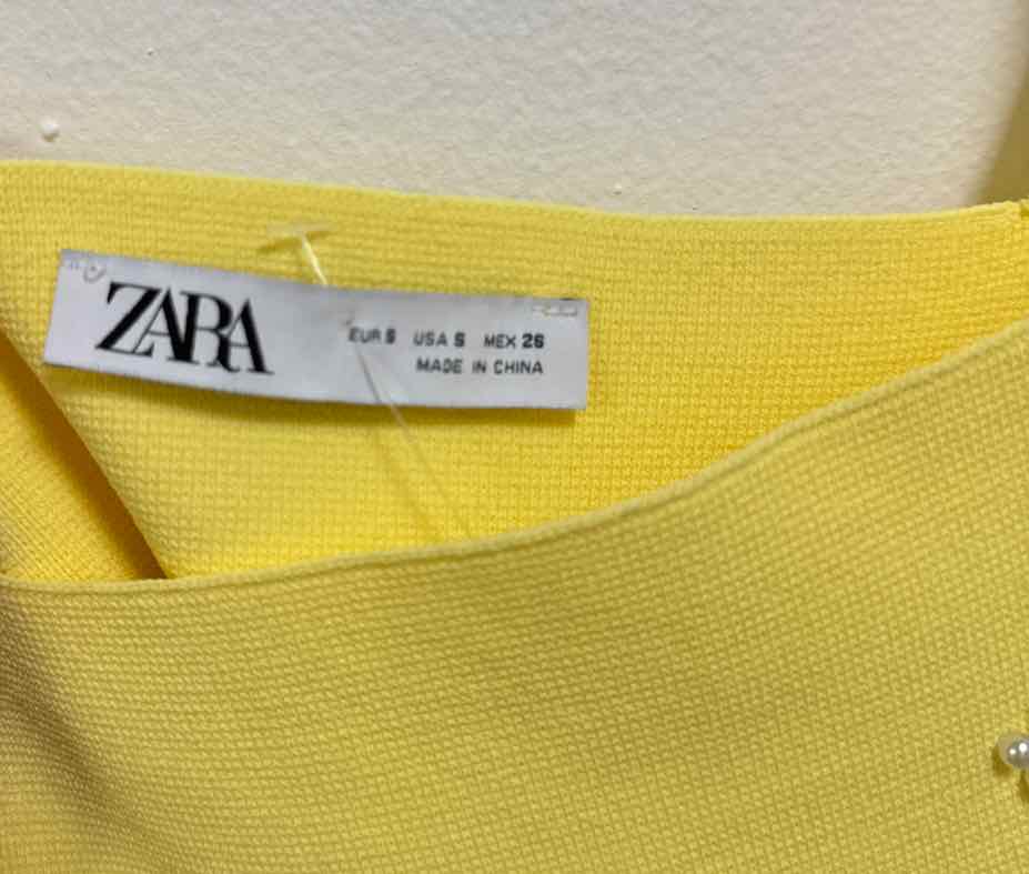 Zara Size S Yellow Beaded tank top