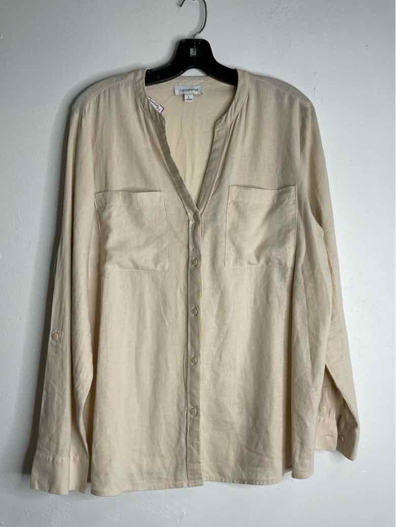 Calligraphie Size L Beige Button Down long sleeve top