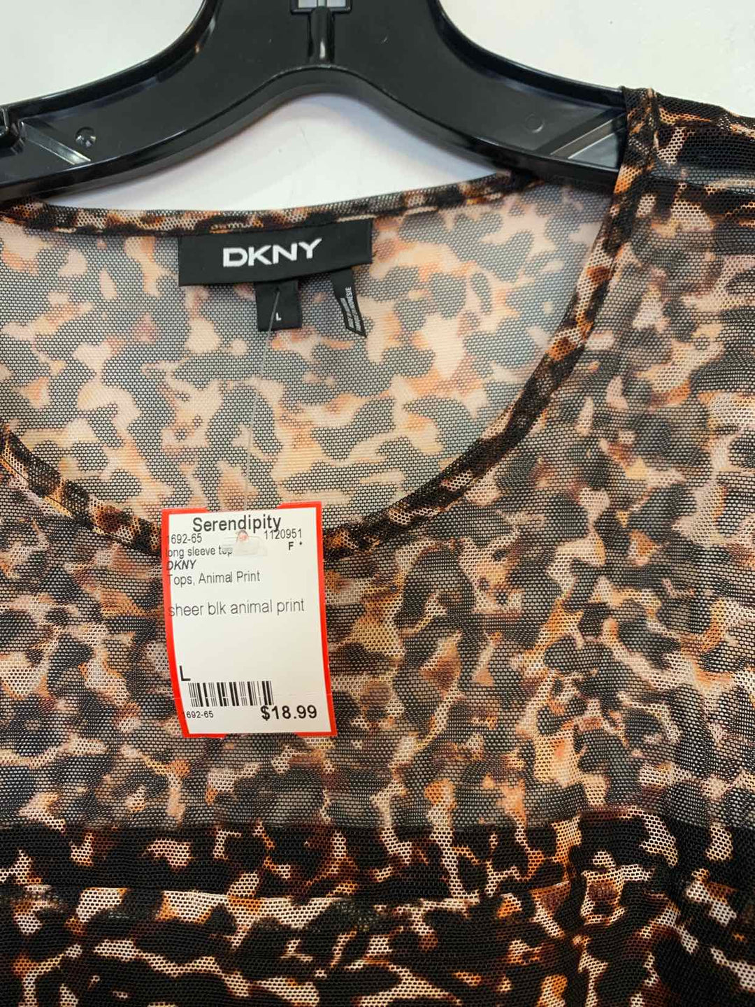DKNY Women Size L Animal Print long sleeve top