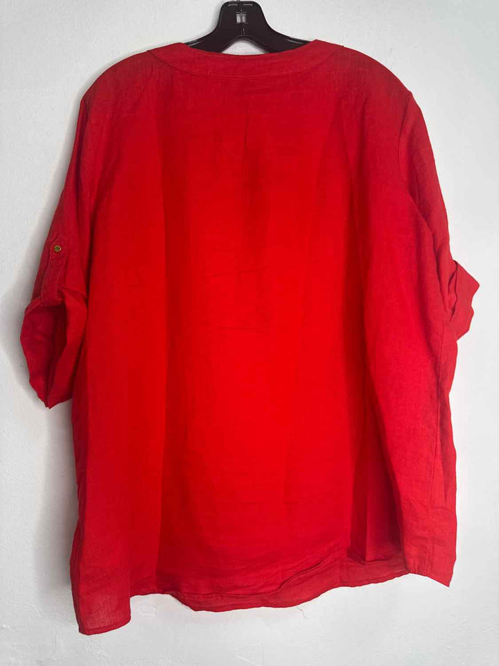 Ellen Tracy Size XL Red Gold Hardware long sleeve top