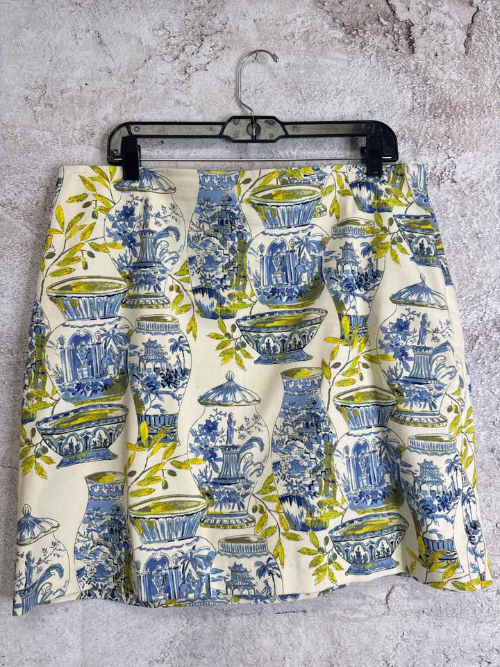 Talbots Size 16P Blue Print knee length skirt