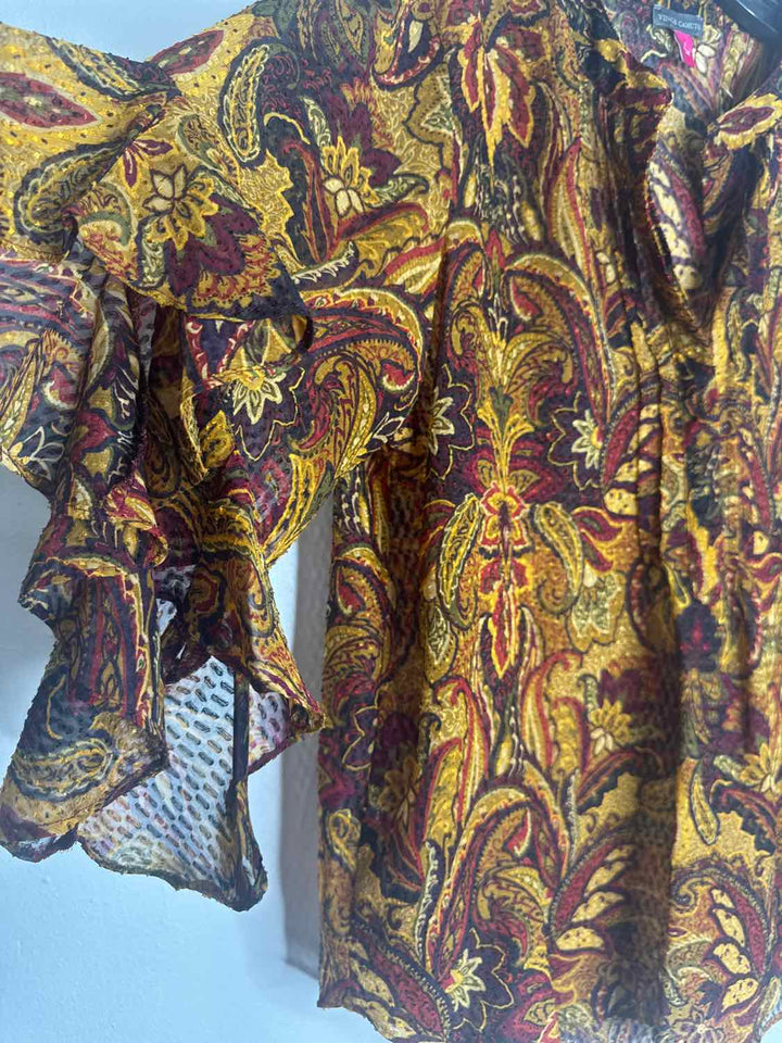 Vince Camuto Size L Orange Floral long sleeve top