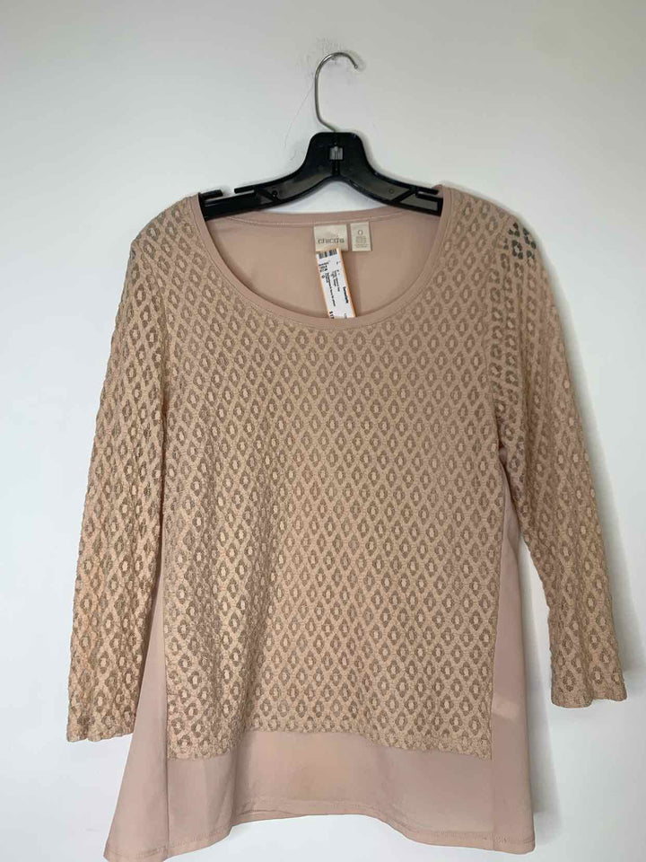 Chicos Women Size 0 Beige long sleeve top