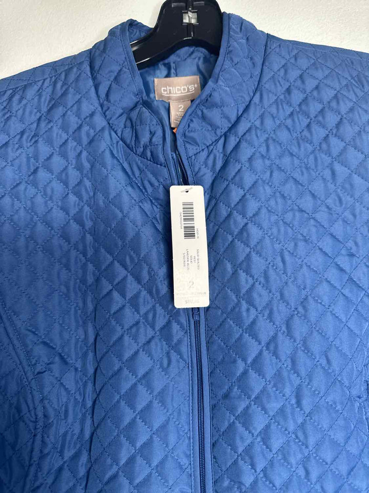 Chicos Size 2 Blue NWT Zipper vest