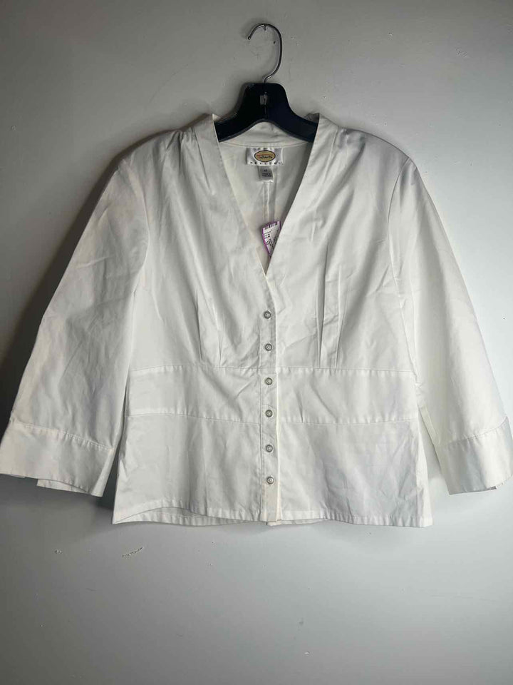 Talbots Women Size 12 White long sleeve top