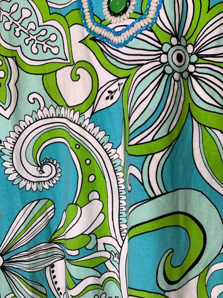 Women Size L Key Lime & Pink Teal long sleeve dress