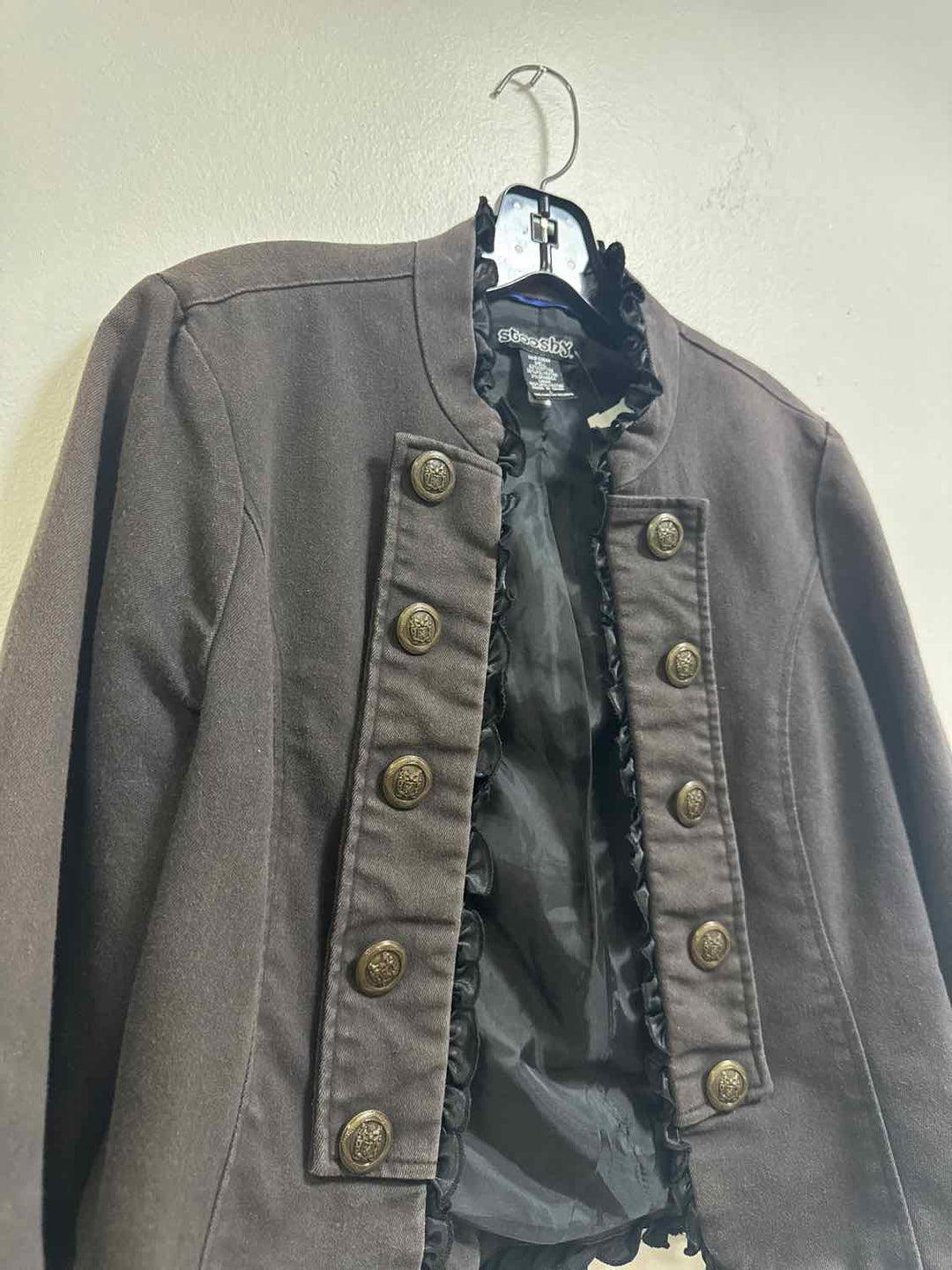 Stooshy Size L Brown 3/4 button down blazer