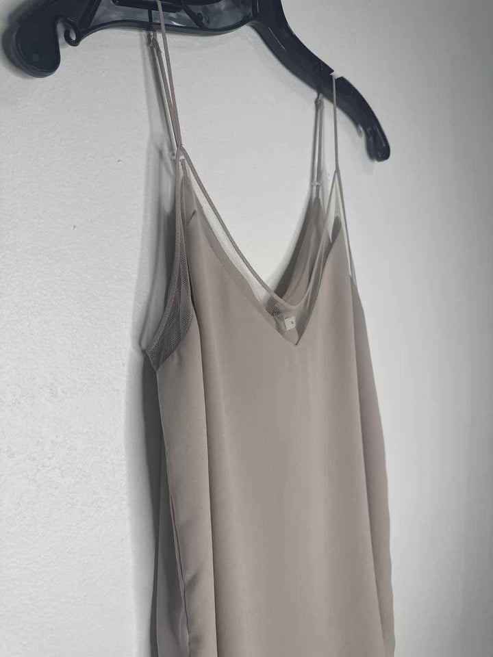 Babaton Size XS Beige V-neck Solid spaghetti strap