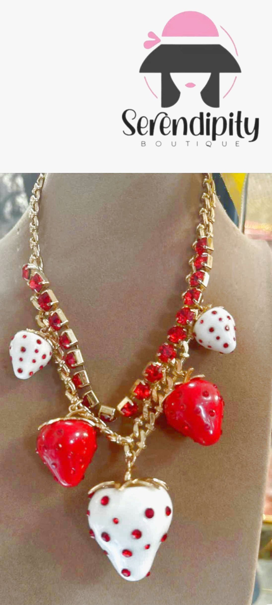 Betsey Johnson Size Large Red Necklace Set Earrings
