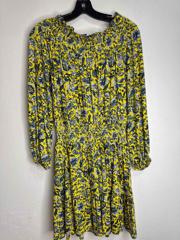 Michael Kors Size XS Yellow Gray long sleeve dress