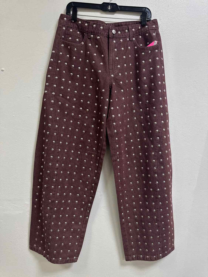 K/ZN Size 30 Burgundy NWT Silver Hardware Jeans