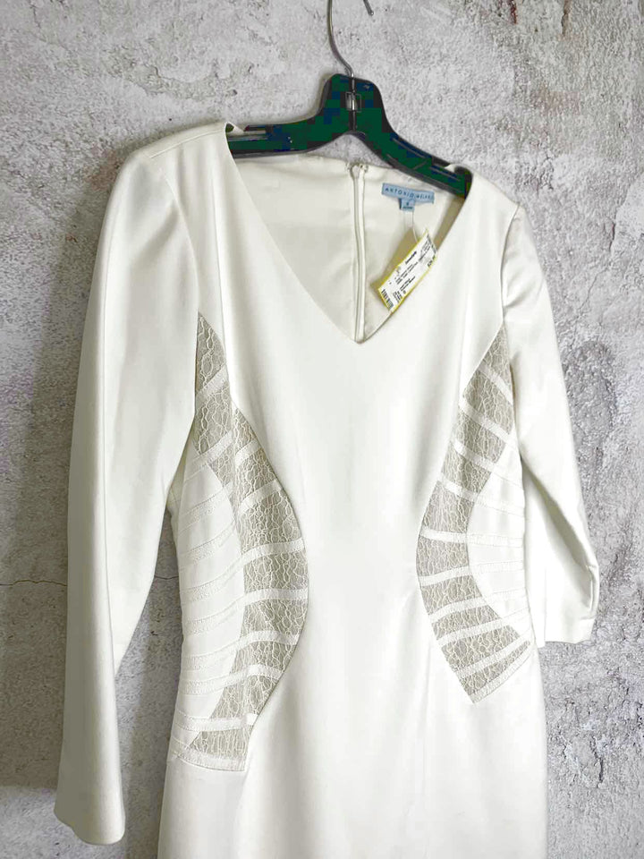 Antonio Melani Size 8 White Laced/Tied long sleeve dress