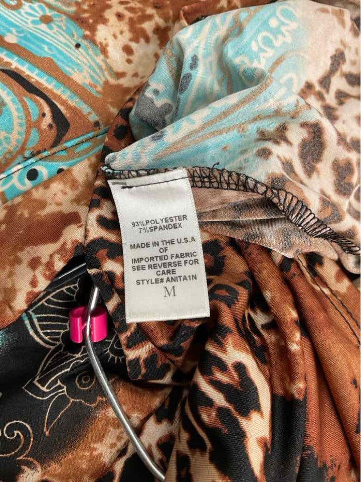 Laura Max Size M Multi-Color V-neck Gathered Waist long sleeve top
