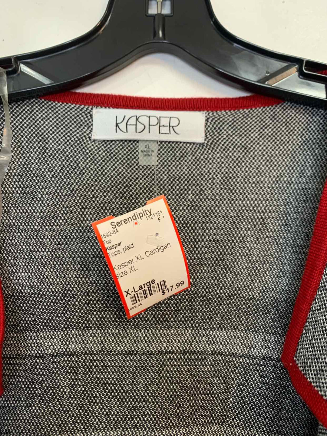 Kasper Size X-Large plaid Top