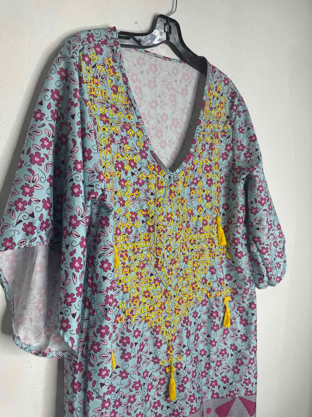 Size L Teal Floral long sleeve dress