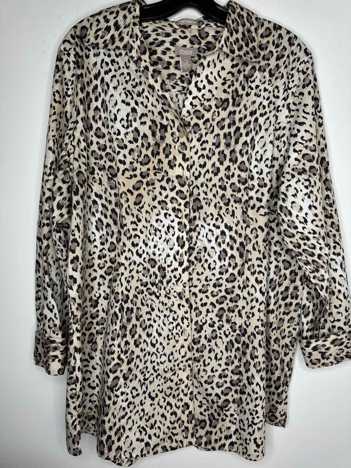 Chicos Women Size 3 Animal Print long sleeve top