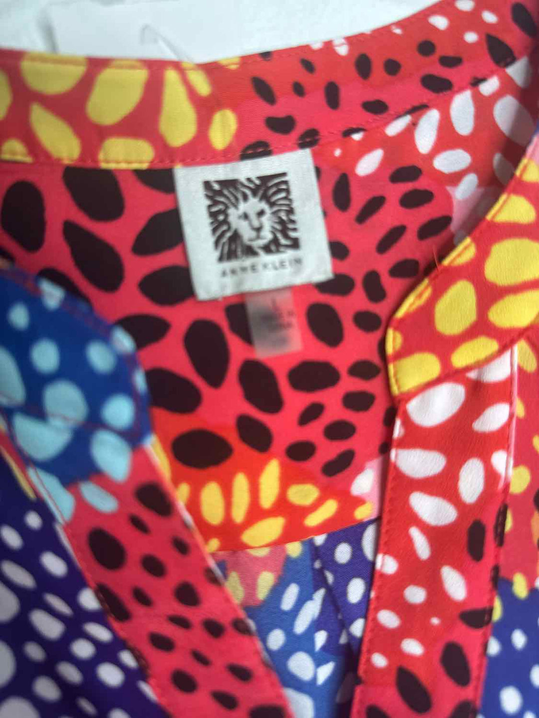 Anne Klein Size L Polk A Dot Multi Color long sleeve top