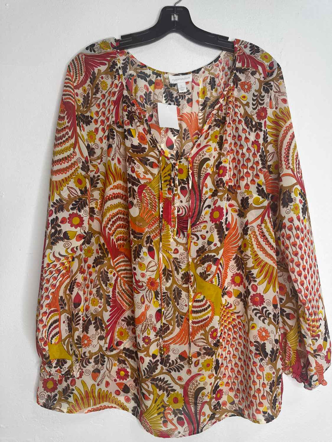Charter Club Size L Yellow Floral long sleeve top