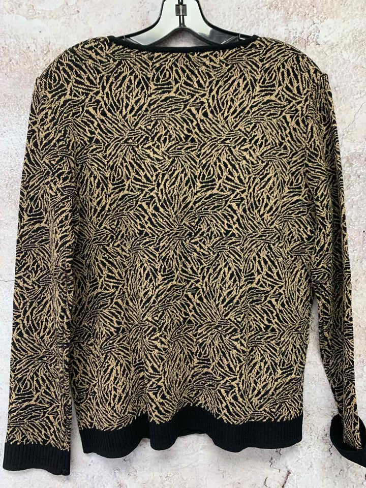 Dana Buchman Size L Black and Gold short sleeve top