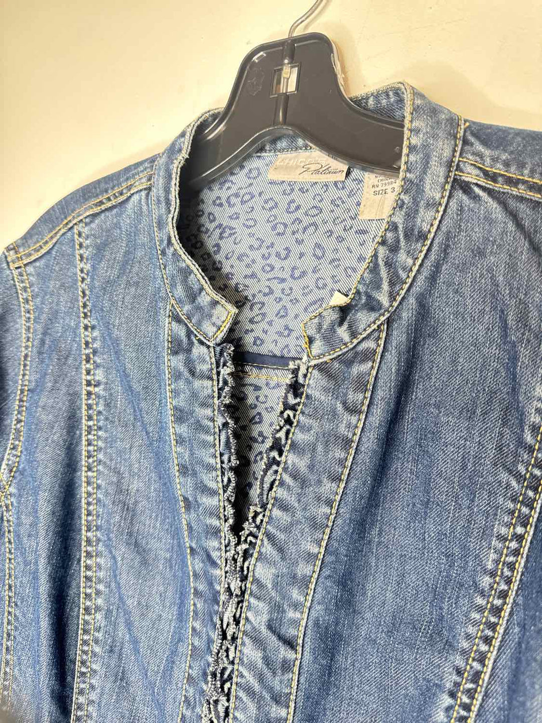 Chicos denim size 3 denim jacket