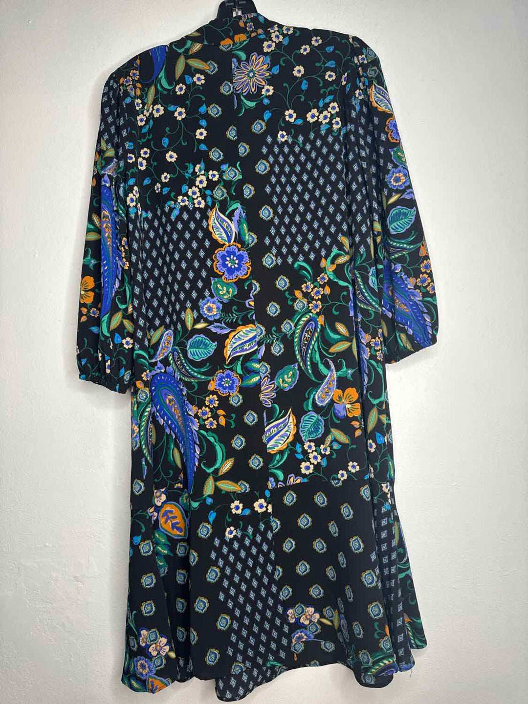 London Times Size 12 Black Multi Color long sleeve dress