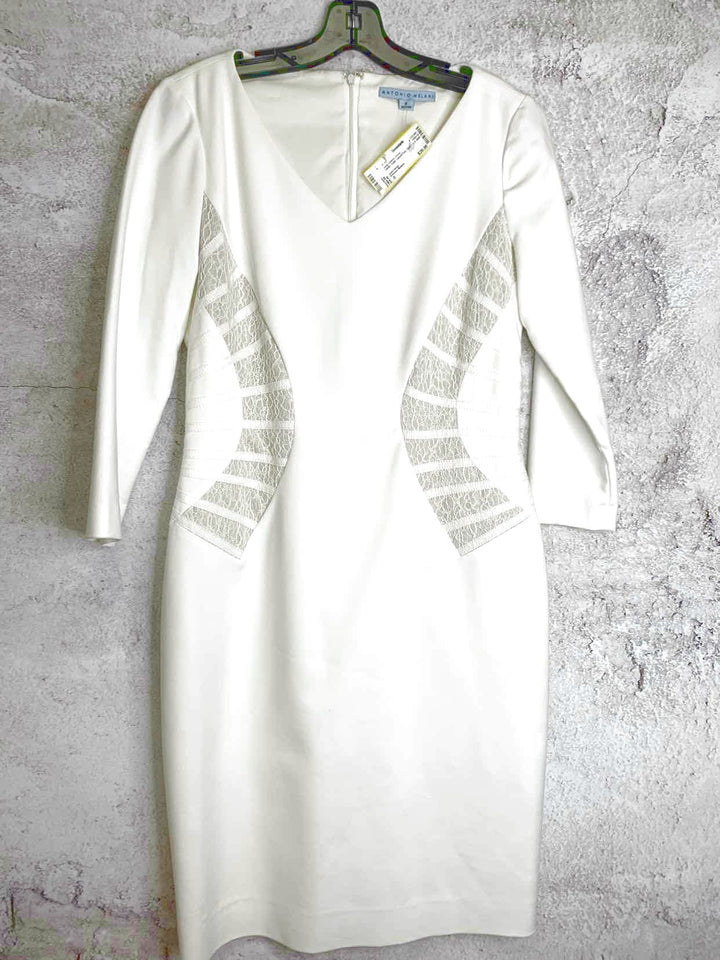 Antonio Melani Size 8 White Laced/Tied long sleeve dress