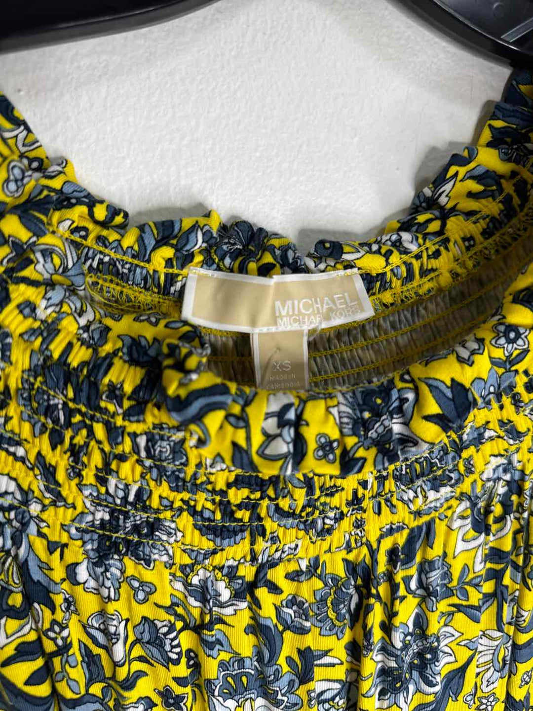 Michael Kors Size XS Yellow Gray long sleeve dress