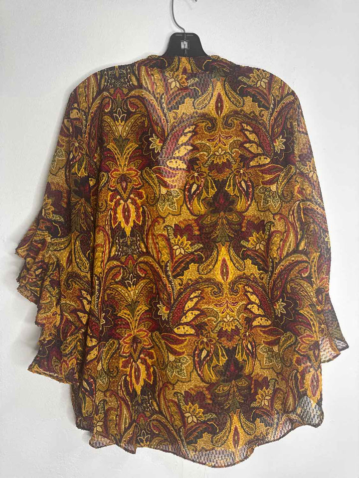 Vince Camuto Size L Orange Floral long sleeve top