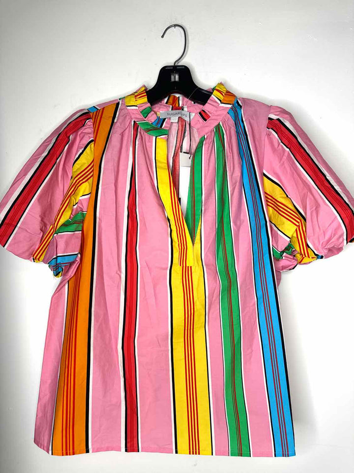 Sugar + Lips Women Size M striped short sleeve top