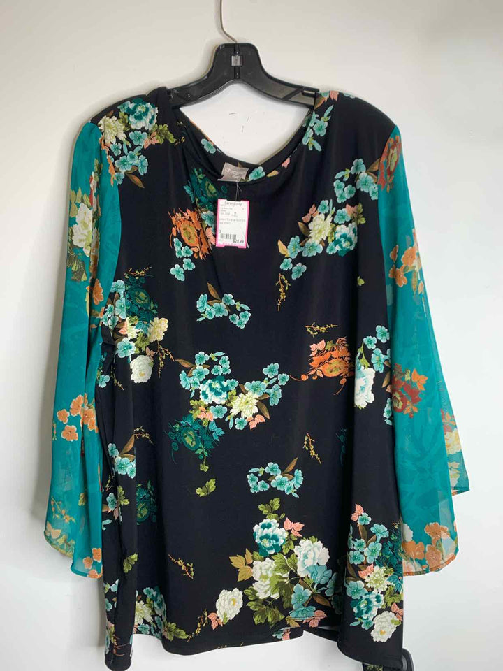 Chicos Women Size 3 floral long sleeve top