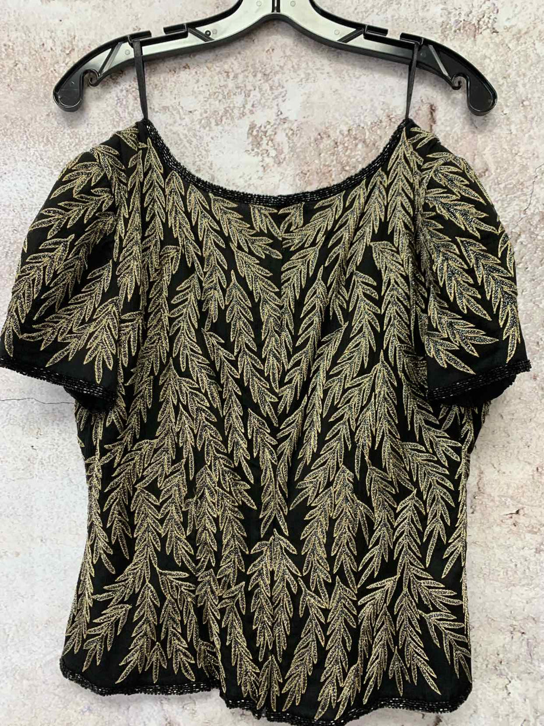 Papell Boutique Size L Black short sleeve top