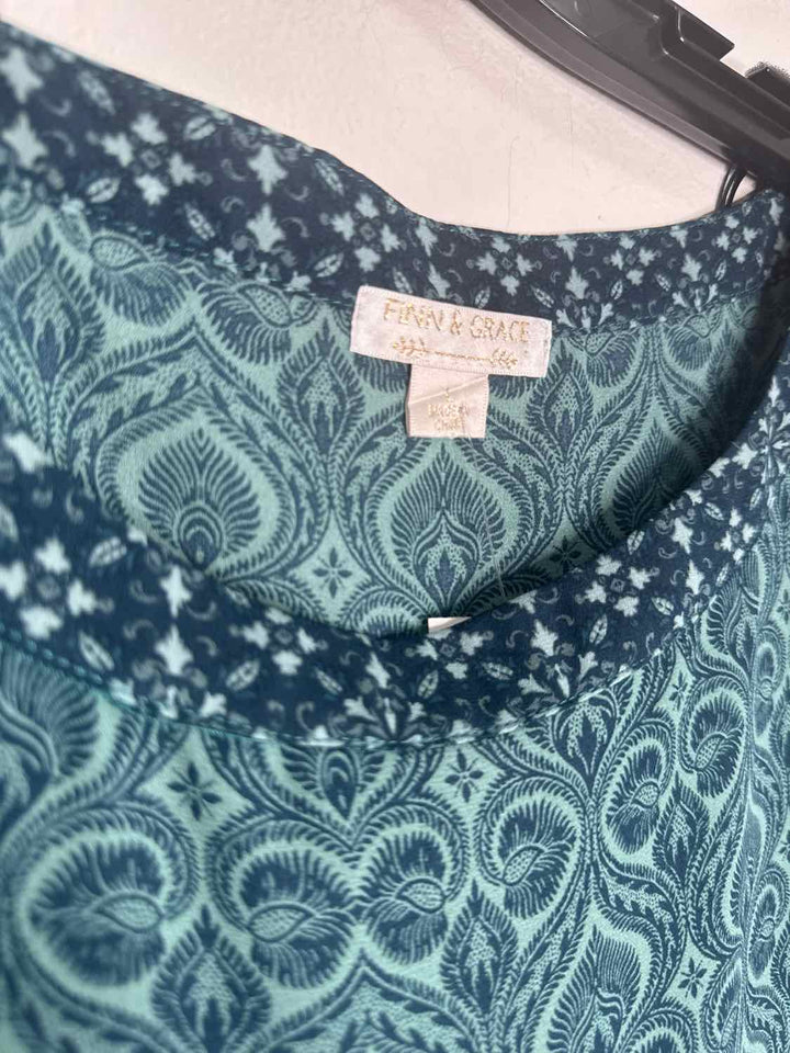 Finn & Grace Size L Teal Wide Sleeve long sleeve top