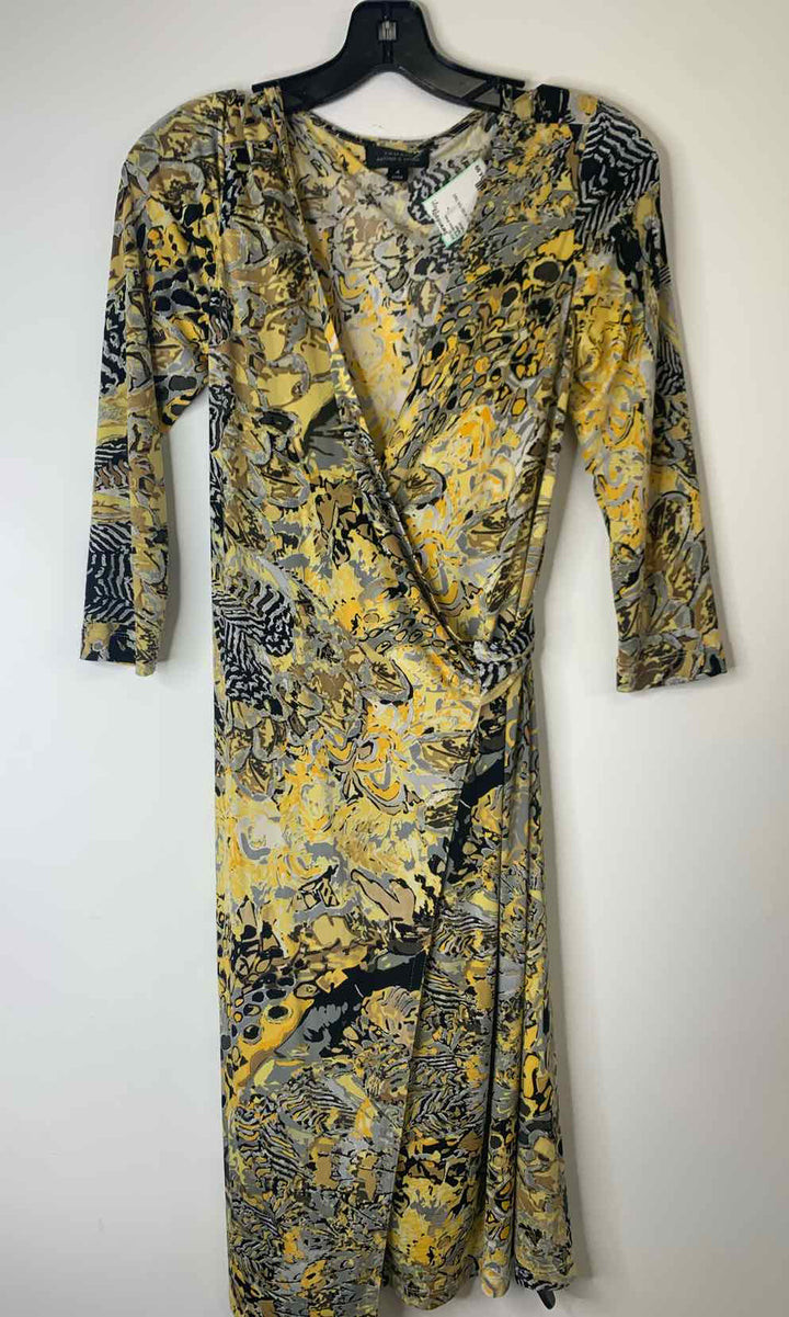 Women Size 4 Tahari Yellow long sleeve dress