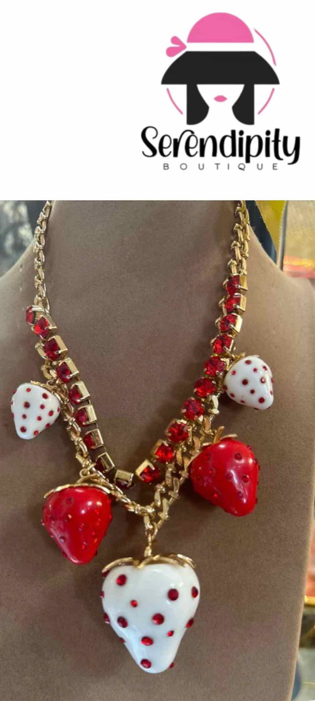 Betsey Johnson Size Large Red Necklace Set Earrings